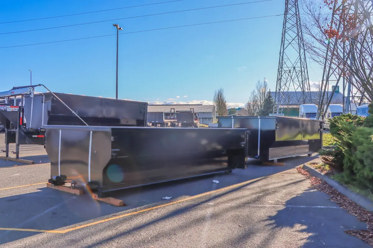 Roll-off dumpster ready for waste disposal at job site for Construction Dumpster Rental in Castro Valley